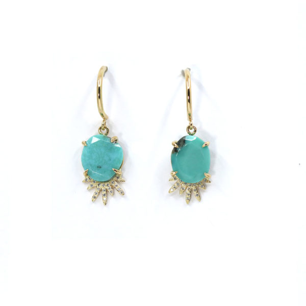 Boucles Soleil turquoises et diamants