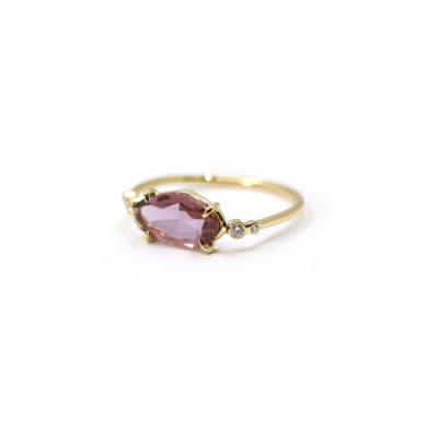 Bague saphir rose et diamants-2